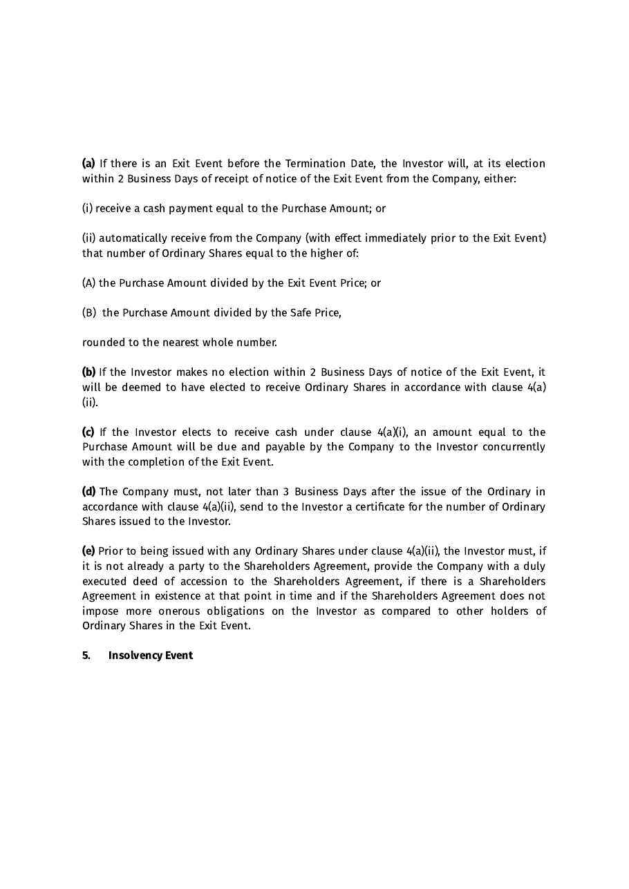 Simple Agreement for Future Equity, page 8 of 14
