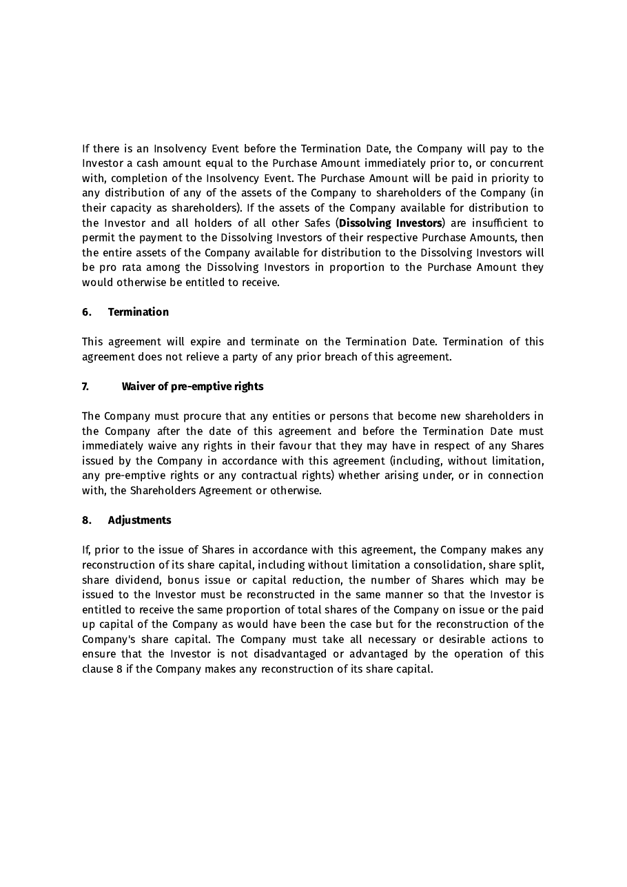 Simple Agreement for Future Equity, page 9 of 14