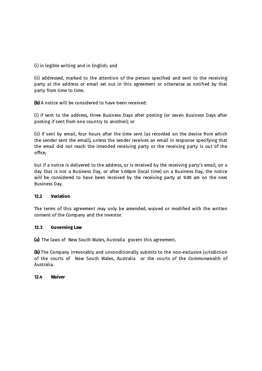 Simple Agreement for Future Equity, page 12 of 14